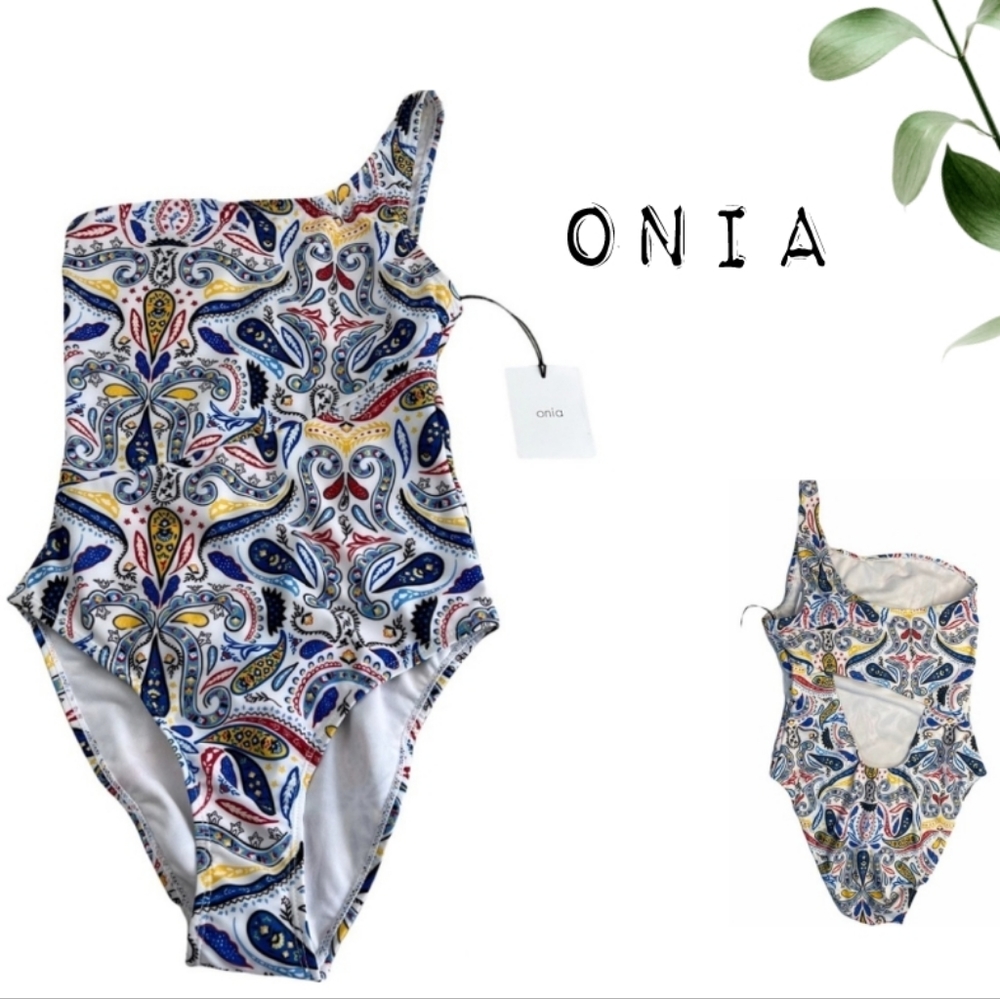 Onia Sienna Paisley One Shoulder Swimsuit